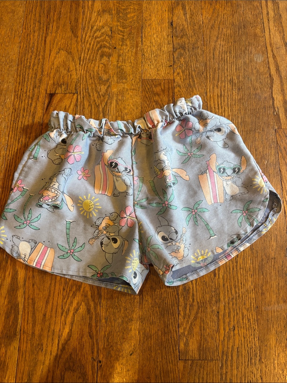 Blue Kids' Stitch Print Elastic Waist Shorts